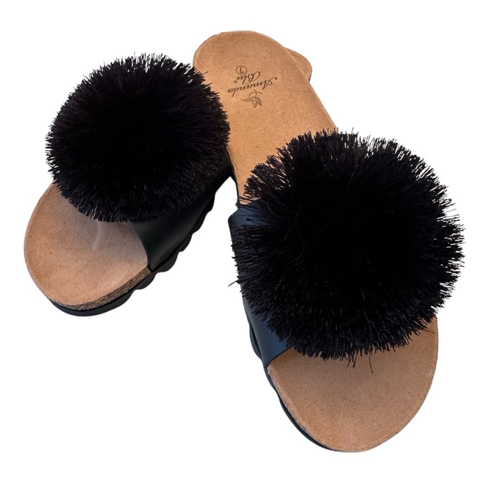 Amanda Blue Pom Pom Sandals 7
